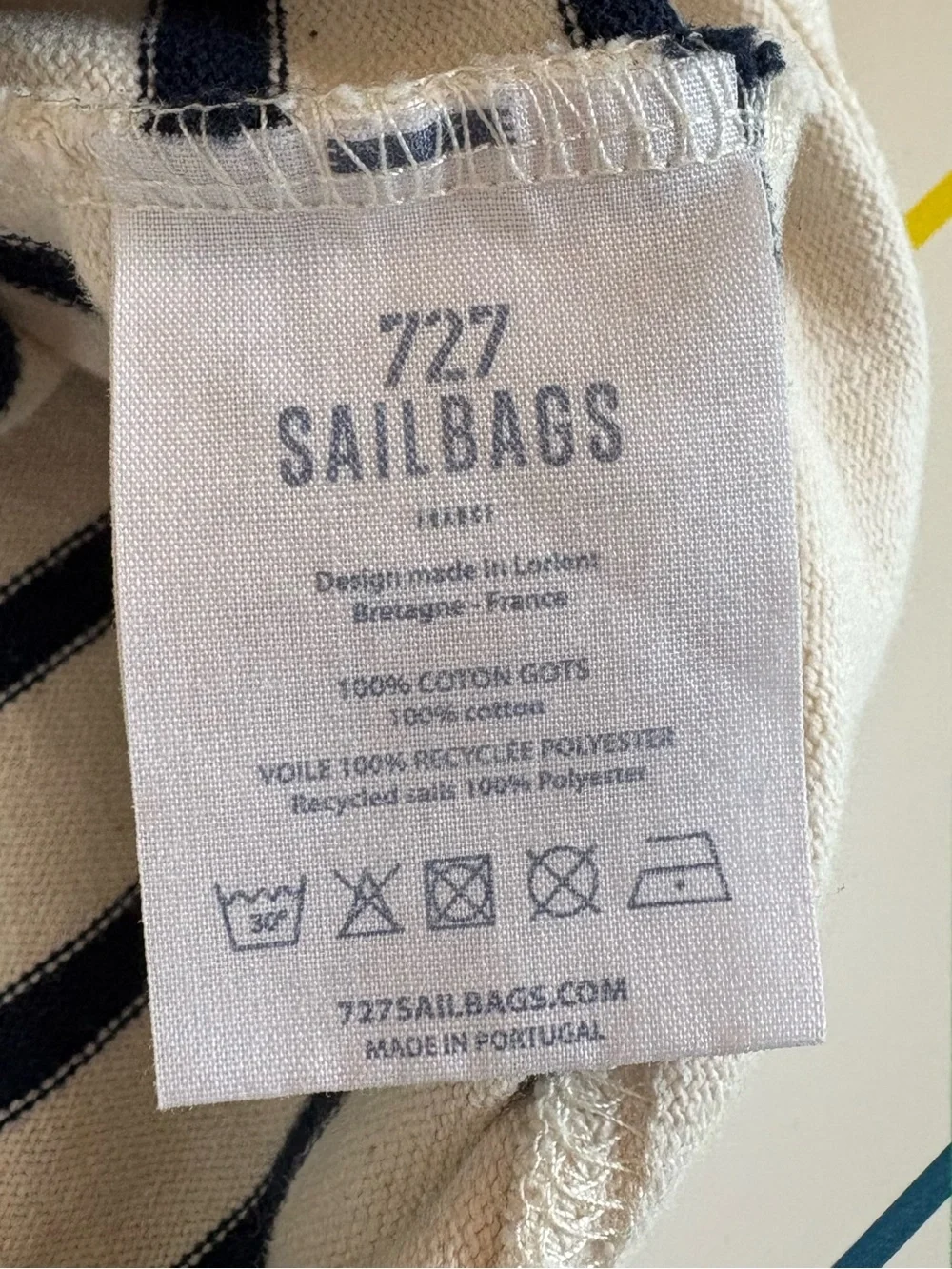 Ponant x 727 Sailbags Striped Boatneck Top Ivory & Navy XL 100% Cotton Nautical - Picture 2 of 9